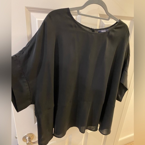 Lands' End Tops - Lands’ End Black short sleeve polyester blouse (24W)